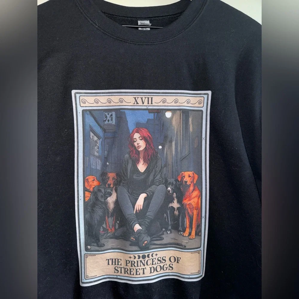 Princess Of Street Dogs Sweatshirt Women Size Medium Black Cotton Polyester - Picture 4 of 6